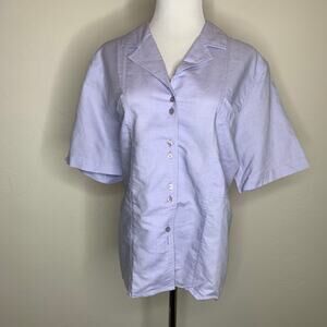 Lt Purple Ramie Cotton Short Slv Blouse Sz 16